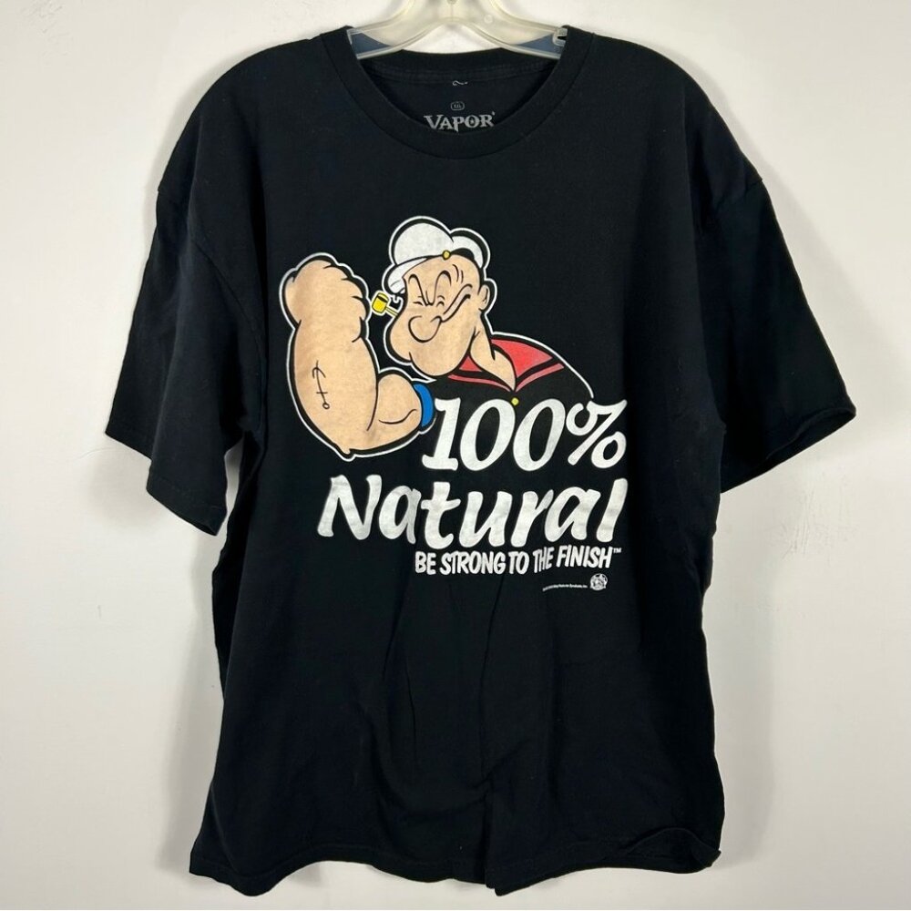 ❤️ Vapors x Popeye Black Supplement Y2K Graphic T-Shirt XXL